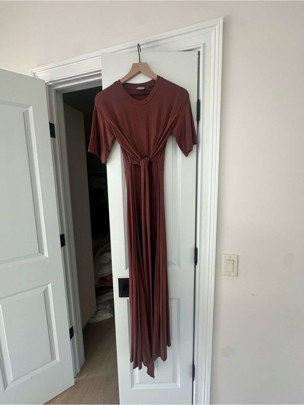 ASOS Knot-Front Maxi Dress in Rust Brown